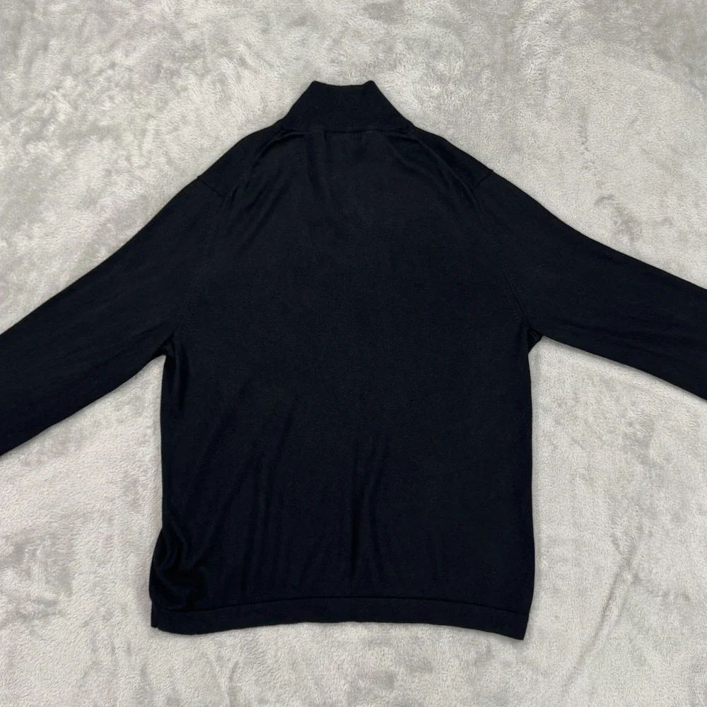 Banana Republic Sweater Mens Large Black Silk Cashmere Mock‎ Neck Comfort Soft